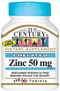 Zinc 50 mg - 110 tabs,(21st Century) - Max Nature